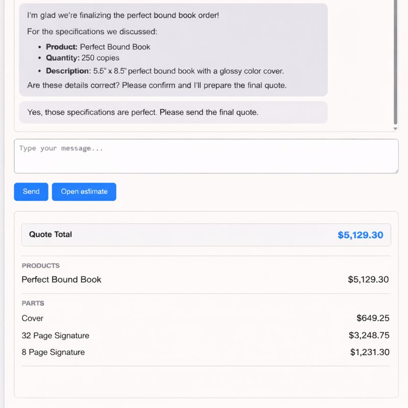 AI estimator chat example 1